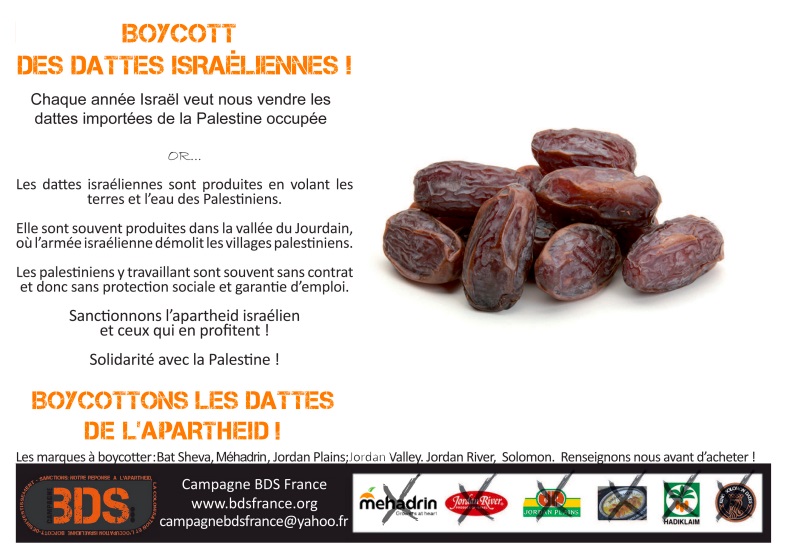 Boycottons les dattes de l’apartheid israélien