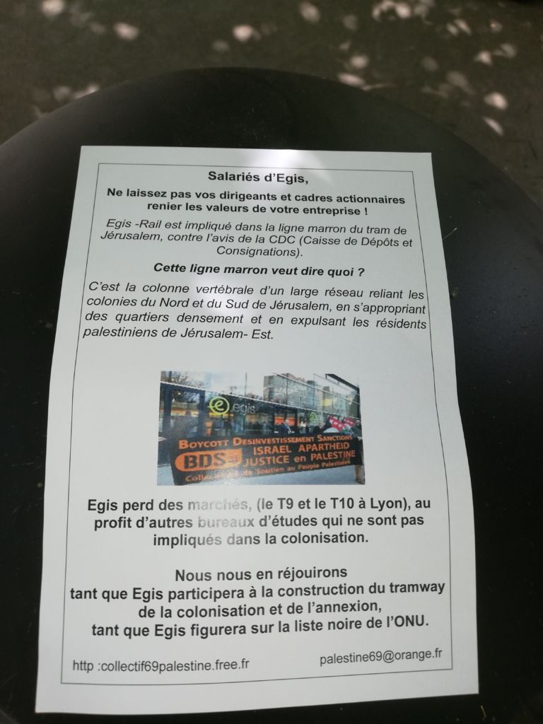 Action à Lyon devant les locaux d'Egis-Rail le 21 juin